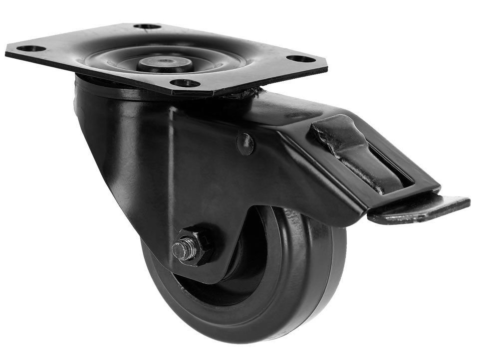 AHALL 372091 BLK Otočné koliesko s brzdou - 80 mm