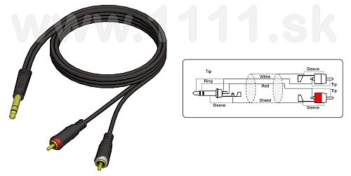 AHALL KC REF 719/1.5 Kábel Jack 6,3 stereo/2x RCA