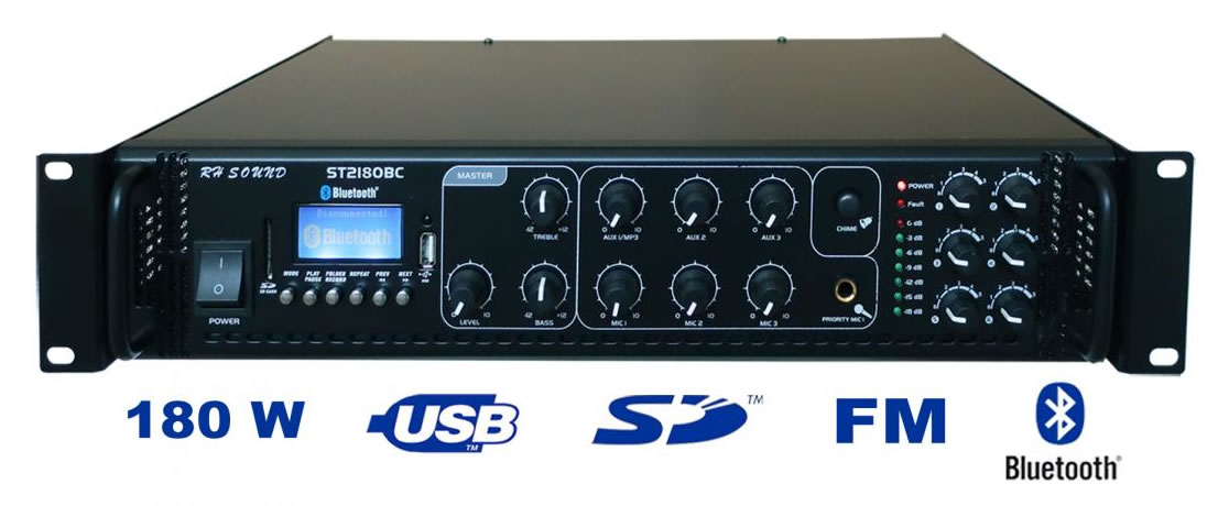 RH ST2180BC rozhlasová ústredňa 180W MP3+FM+IR