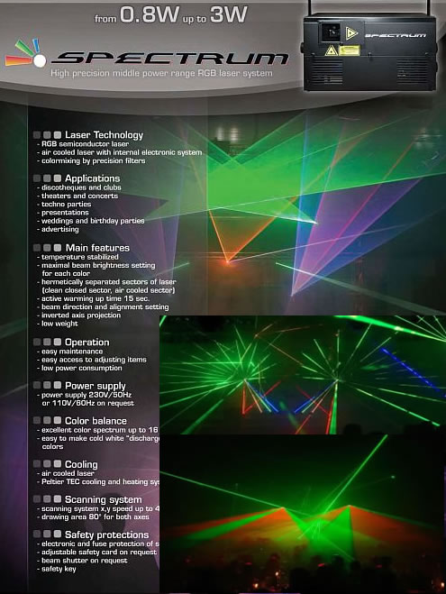 Prenájom plnofarebného lasera KVANT 3W